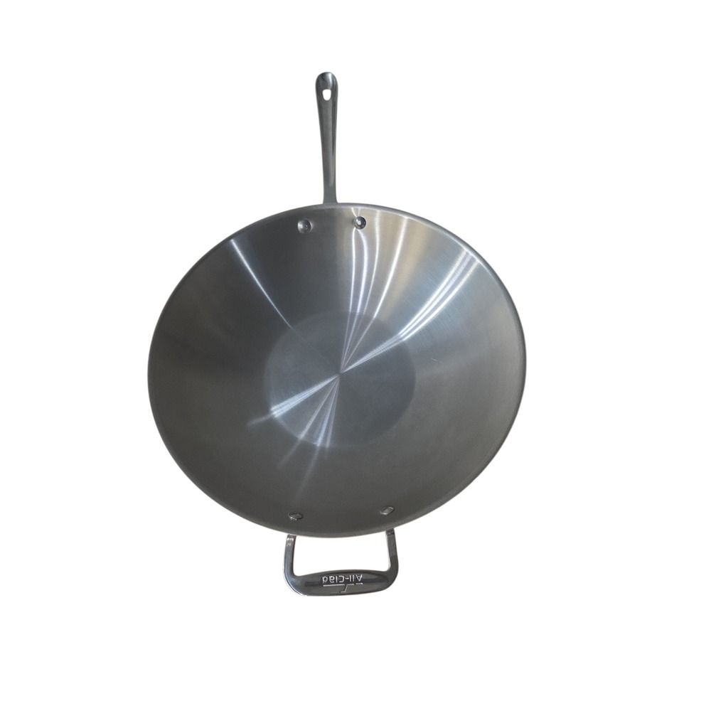 All-Clad Copper Core 12 Inch Wok 5-Ply Stainless Steel Stir Fry Pan USA Made